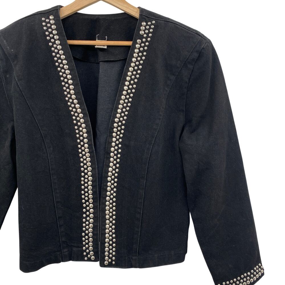 Apache Vintage black studded trim denim cotton jacket